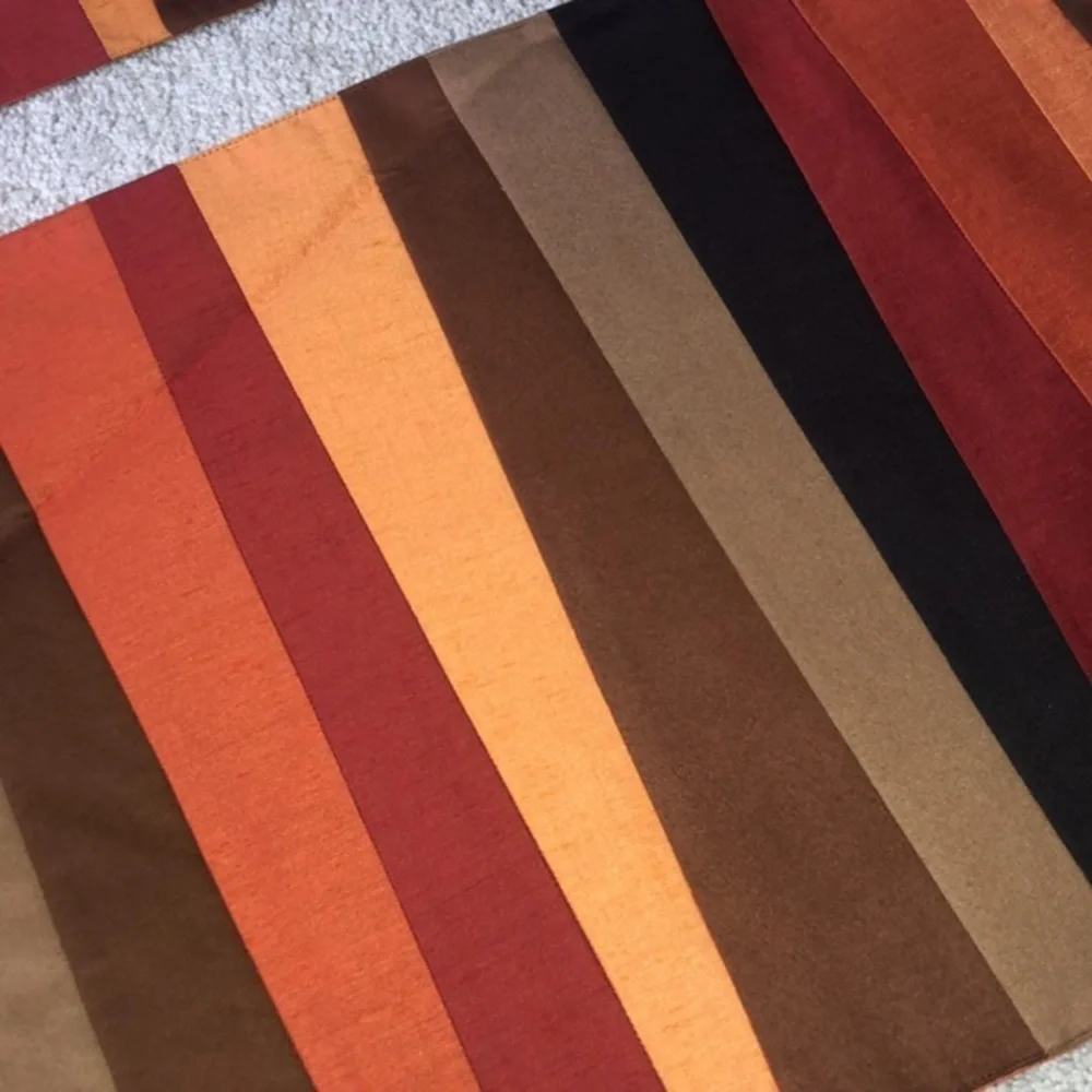 Crate & Barrel‎ Halloween Fall Thanksgiving Placemats Set (4) Orange Angle Multi